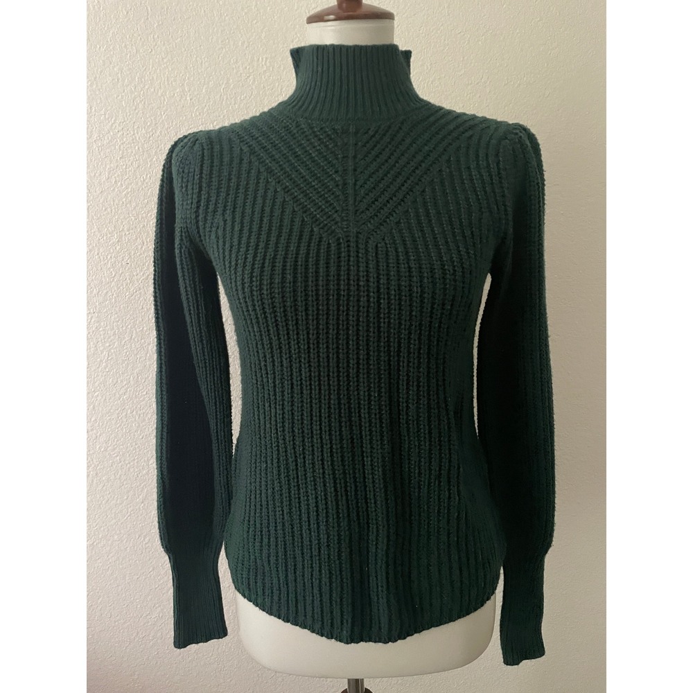 Rachel Zoe Sweater Women XS Ribbed Mock Neck Quiet Luxury Retro Minimalist